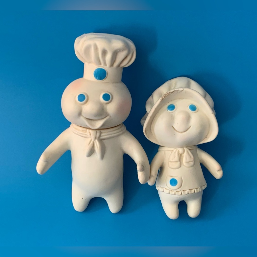 Vintage White Plastic Pillsbury Dough Boy with Blue Accents - Picture 1 of 16